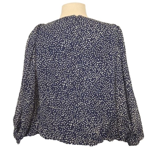 Express Blue and White Dot Blouse 3/4 length sleeves - Picture 2 of 4